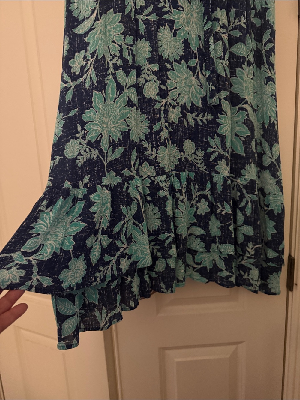 J. Jill Blue and Aqua Floral V-Neck Maxi Dress - Picture 7 of 7
